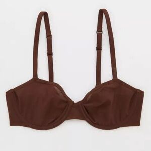 Aerie Smoothez Brown Unlined Mesh Balconette Bra
